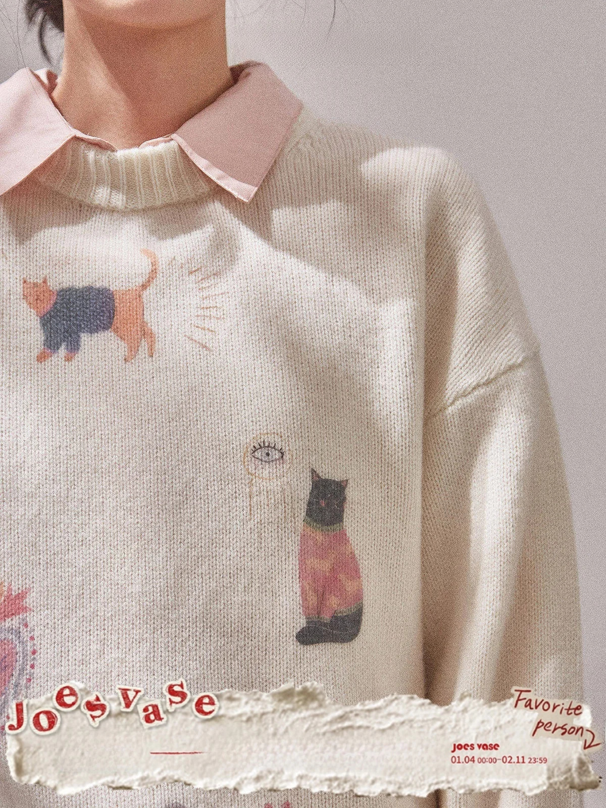 

White Print Loose Women's Knitted Sweater Commute Sle Faionable Autumn New Arrival Jiaohua Dun Lab Xingmo Series