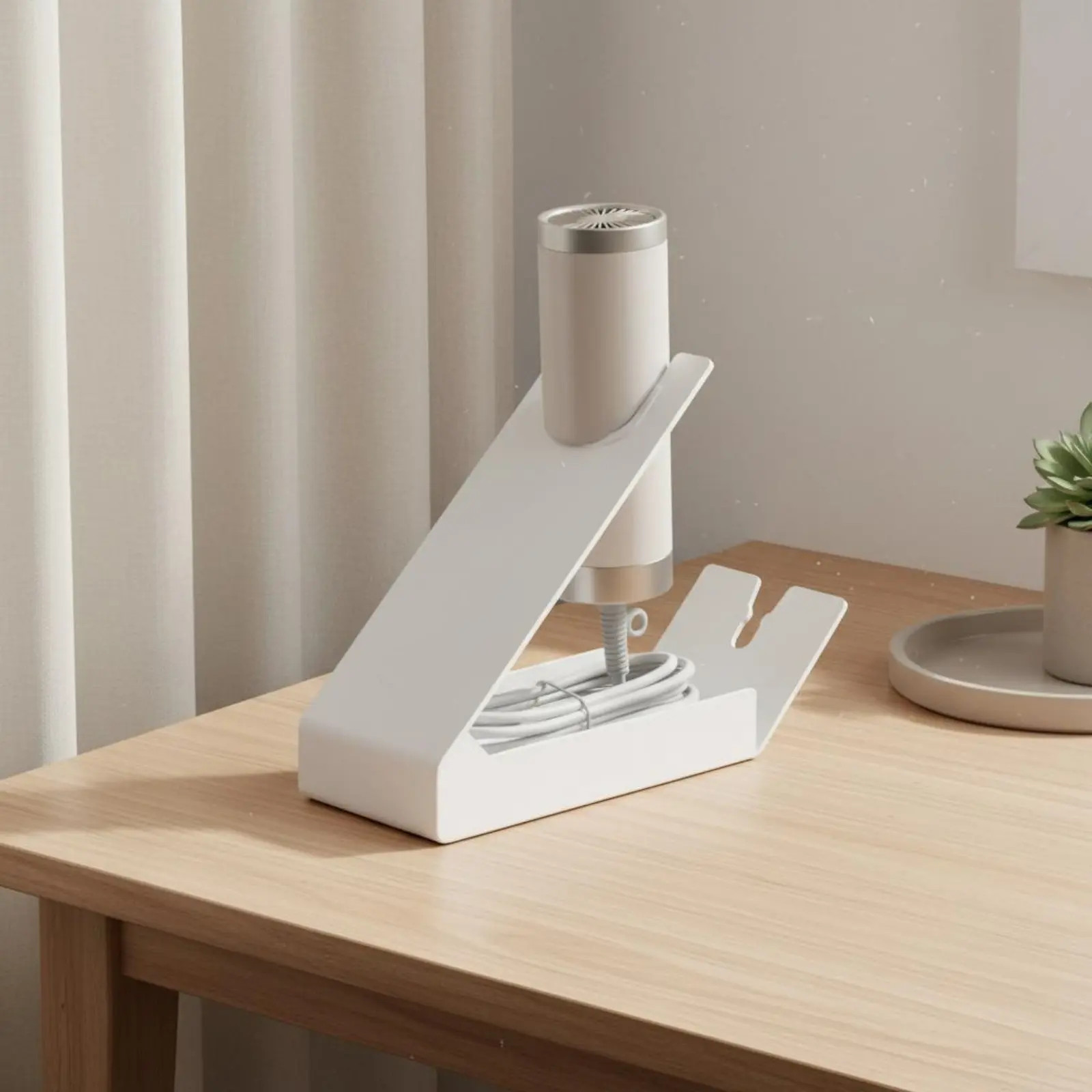Hair Dryer Stand Space Saving Blow Dryer Holder Curling Iron Stand Minimalist Design Countertop Organizer for Vanity, Bathroom