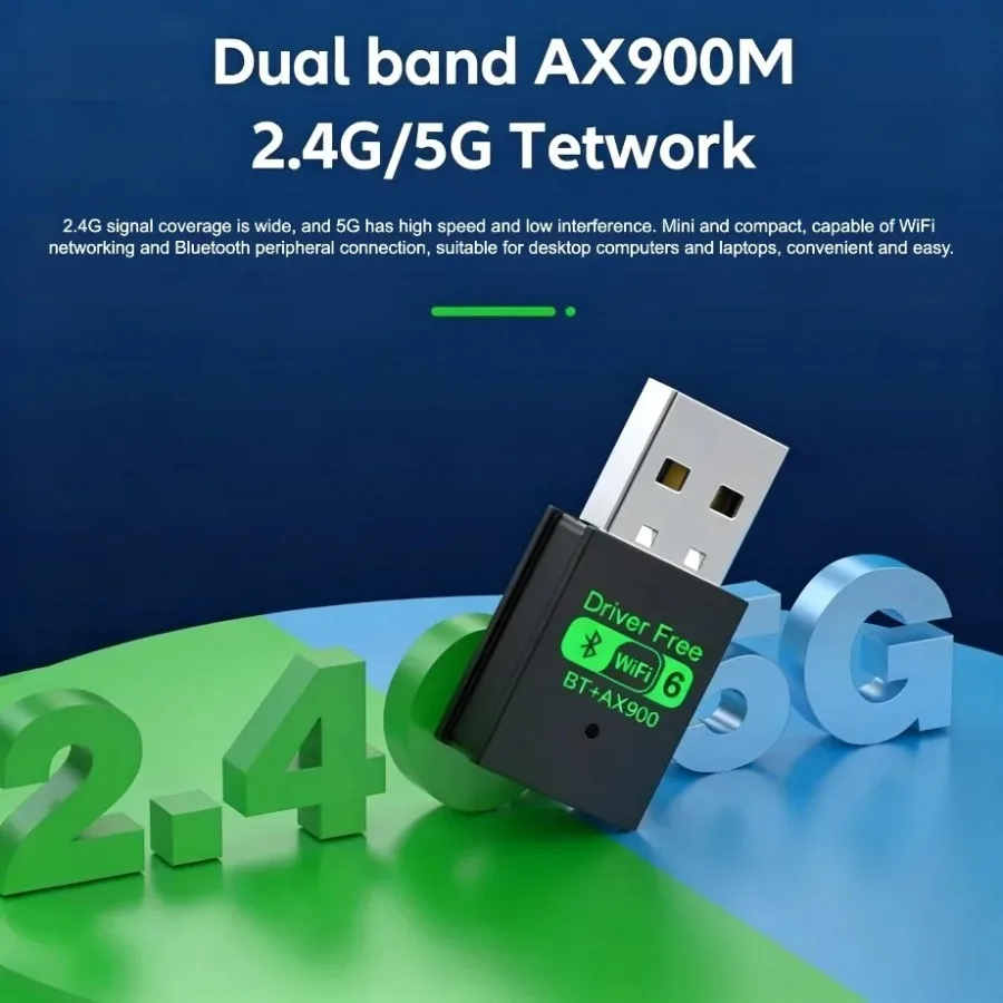 Wifi 6 Mini USB Dongle Network Card BT 5.4 Adapter Receiver 2-in-1 Dongle AX900 Suitable for Laptop PC Dual Band 2.4G/5GHz - view 5
