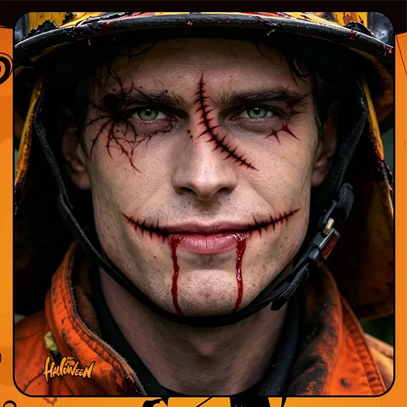 Halloween Torn Mouth & Scar Temporary Tattoo Stickers, Long-lasting and Waterproof, Party & Role-playing Makeup, For Face, Arm
