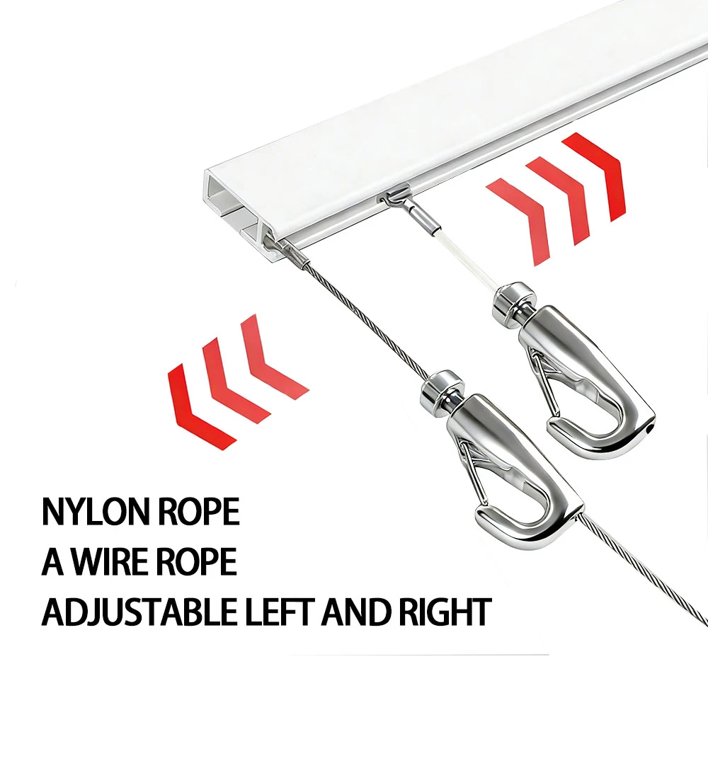 2 Stück Edelstahl-Drahtseil T-förmiger Nylon-Schlangenseilhaken für Bildaufhängesystem, unsichtbares Schienensystem zum Aufhängen von Seilen – Detail 4