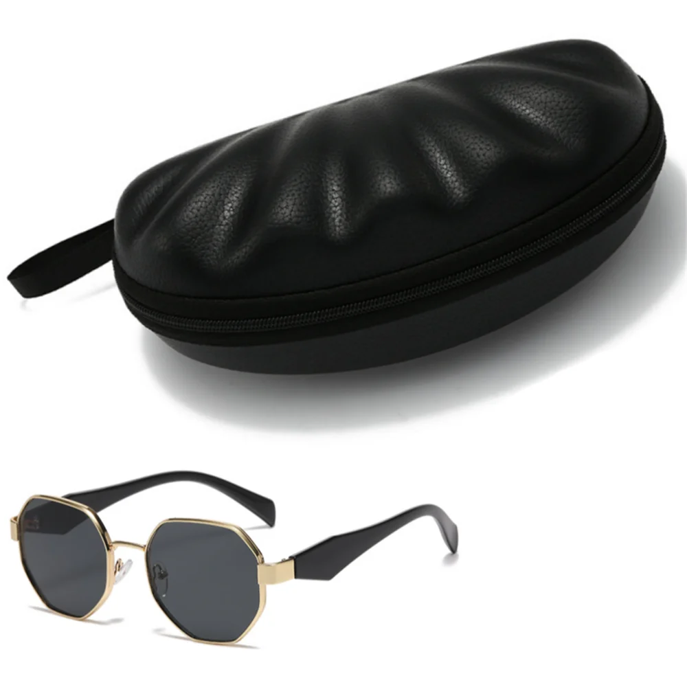 Black PU Shell Pattern Sunglasses Case Reading Glasses Storage Bag EVA Zipper Eyeglass Case Eyewear Accessories For Men Women