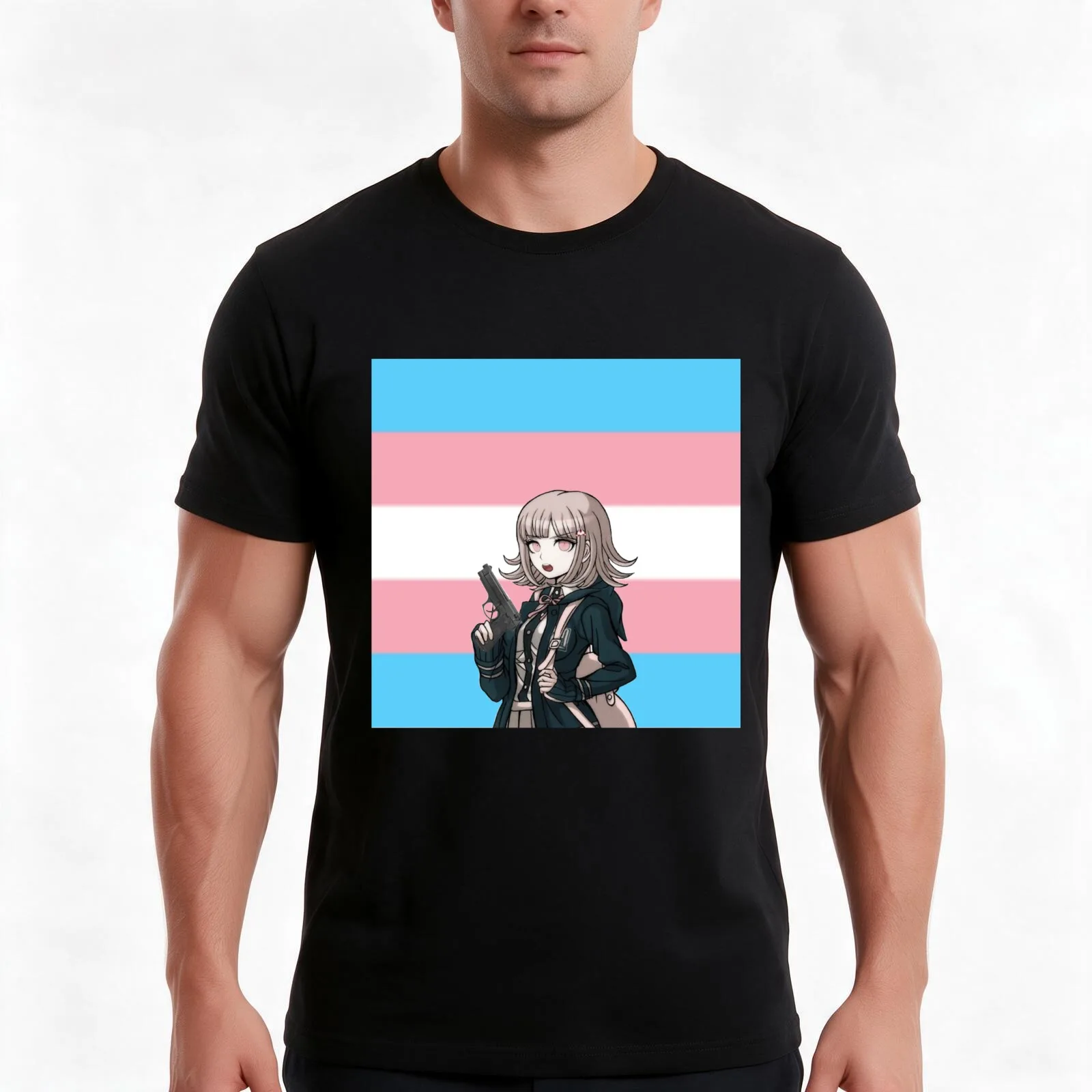 chiaki nanami trans pride T-Shirt Summer Casual Cotton Tee Oversized Streetwear Tops Vintage Graphic Print Unisex Men Women
