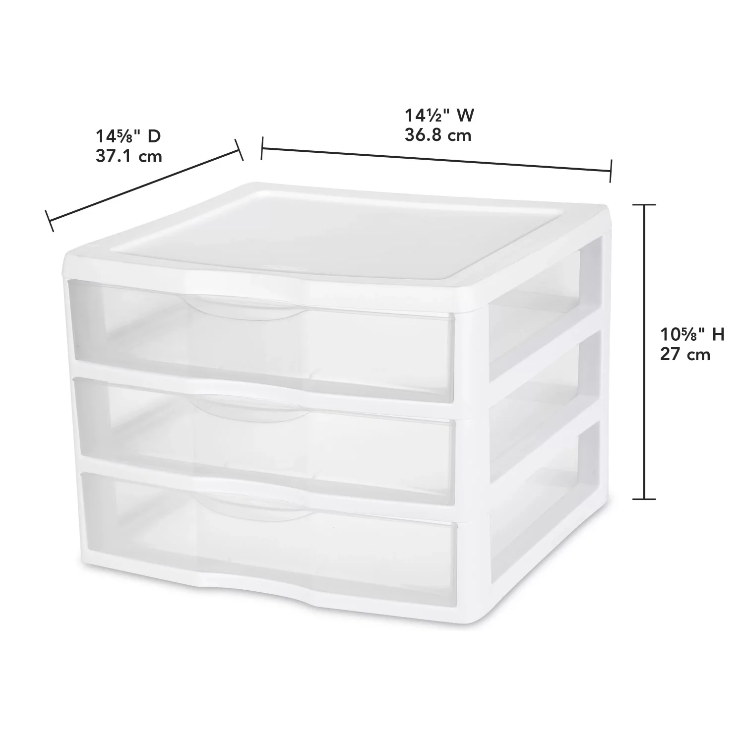 Wide 3 Drawer Unit Plastic, White