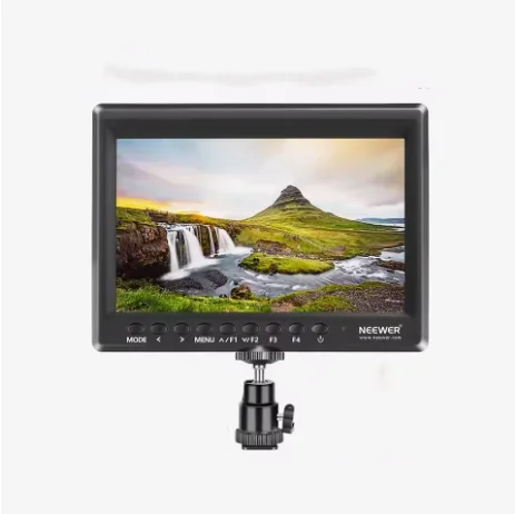 2026 F100 7-Inch HD Video Assist Field for DSLR Cameras IPS 1280x720 with Sunshade and Ball Head Monitor