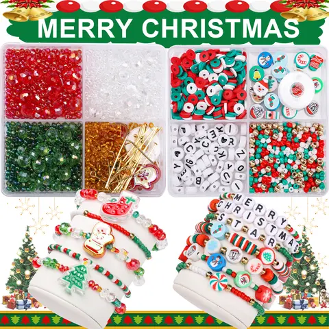 Christmas Series Of Soft Ceramic Beads Letter Beads Crystal Beads Kits Handmade DIY Bracelets Necklaces Holiday Accessories
