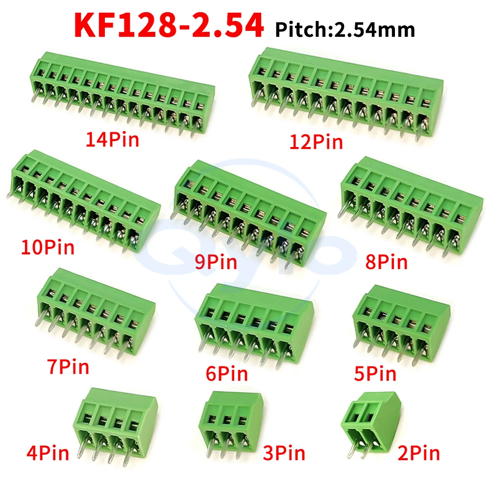 (5 Pcs) 128 - 2.54mm Screw-Type PCB Terminal Block KF128-2.54 Mini Terminal 2.54 Fine Pitch Green Terminal Block
