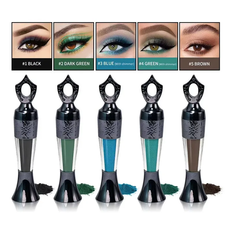 Botella Etro de 5 colores, delineador de ojos en polvo, polvo Mineral, delineador de ojos en barra, resistente al agua, sombra de ojos Kohl negra de larga duración, maquillaje sin manchas