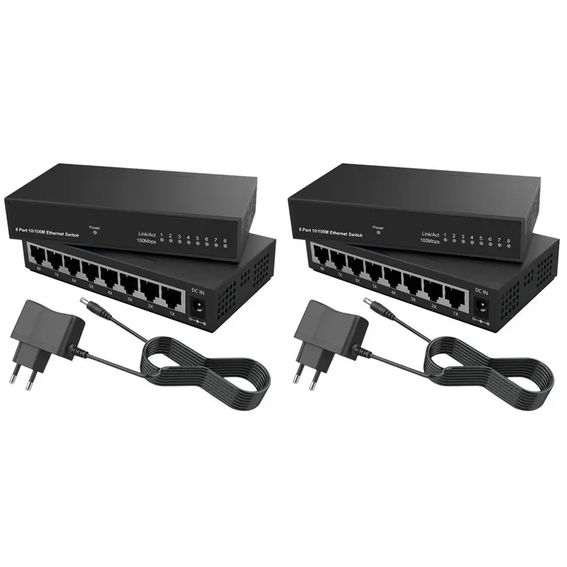 

Leading-2X 8 Port Gigabit Ethernet Switch RJ45 Hub Internet Splitter Smart Switch Ethernet Network Switch 10/100Mbps EU Plug