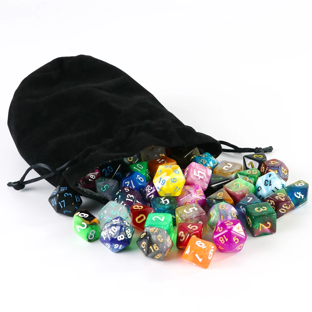 Würfelbeutel Würfel halter Rollenspiel hochwertige Samt Kordel zug Schmuck verpackung für Trpg Tischs piele Unterhaltung Brettspiele – Detail 5