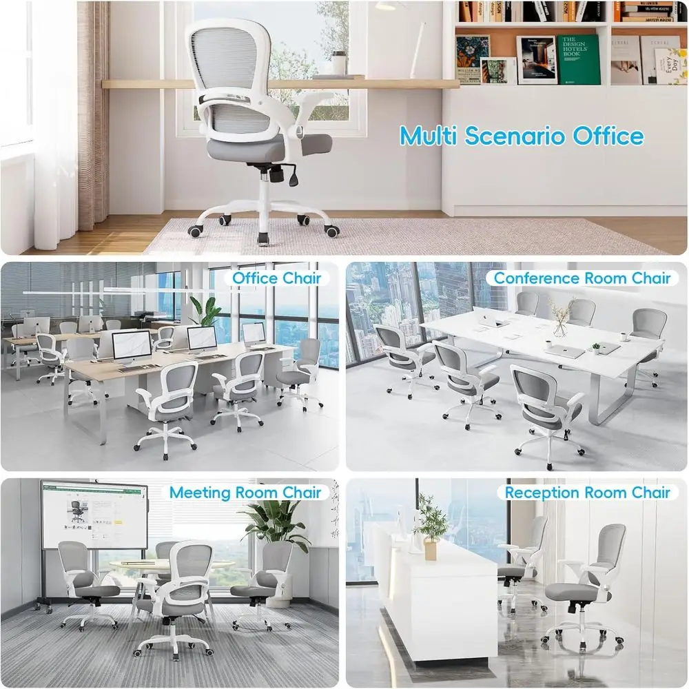 Silla de escritorio ergonómica con respaldo alto para el hogar y la oficina, cómodo asiento para computadora, asiento ancho para grandes y altos, capacidad de 330 libras (gris)