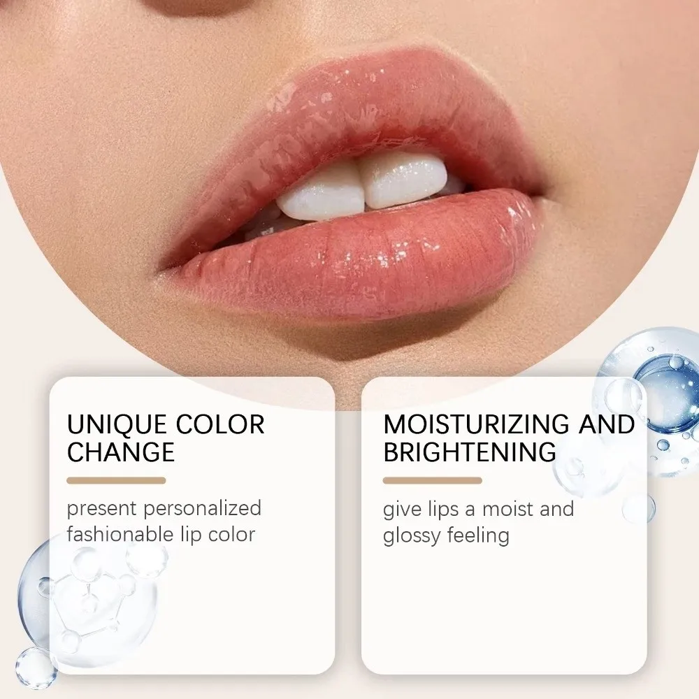 Clear to Pink Colour Changing Lipstick Glossy Finish Long-lasting Moisturizing Color Shift Lip PH Adjusting Transfer Proof