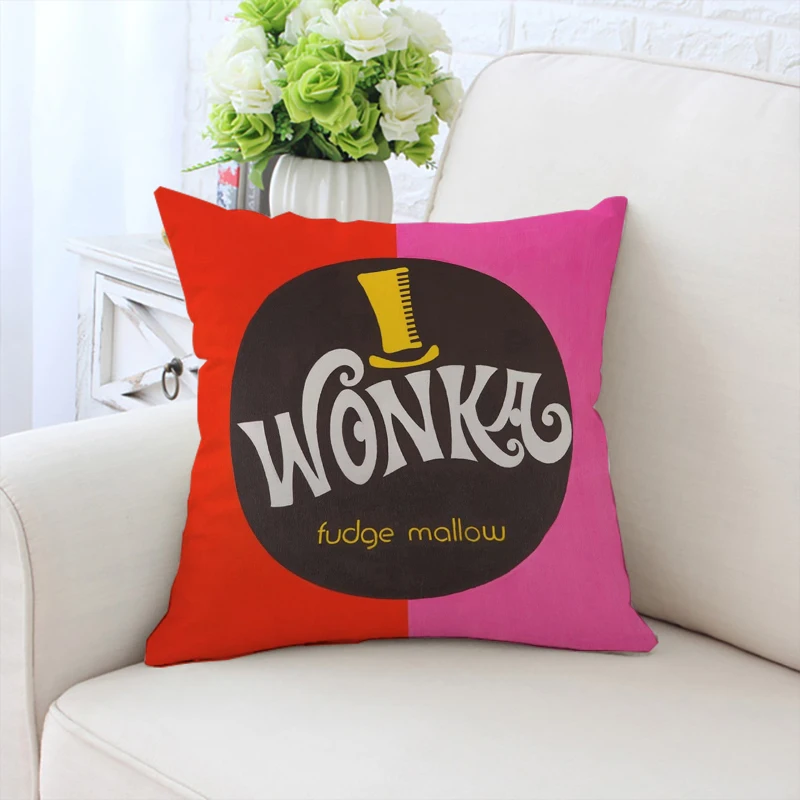 

Pillow cover W-Wonka double-sided printed velvet decoration sofa cushion cover chair waist support custom gift 45x45cm