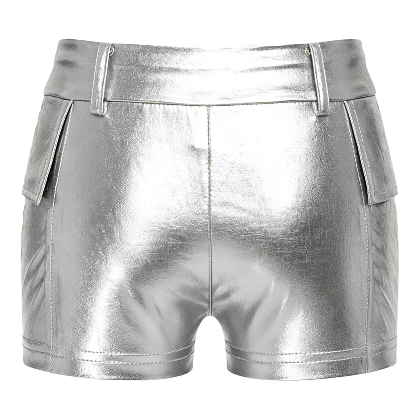Kinder Modern Jazz Dance Bühnenauftritts-Hosen Mädchen Glänzende Irisierend Hologramm-Shorts PU-Leder Cargo-Kurzhosen – Detail 10