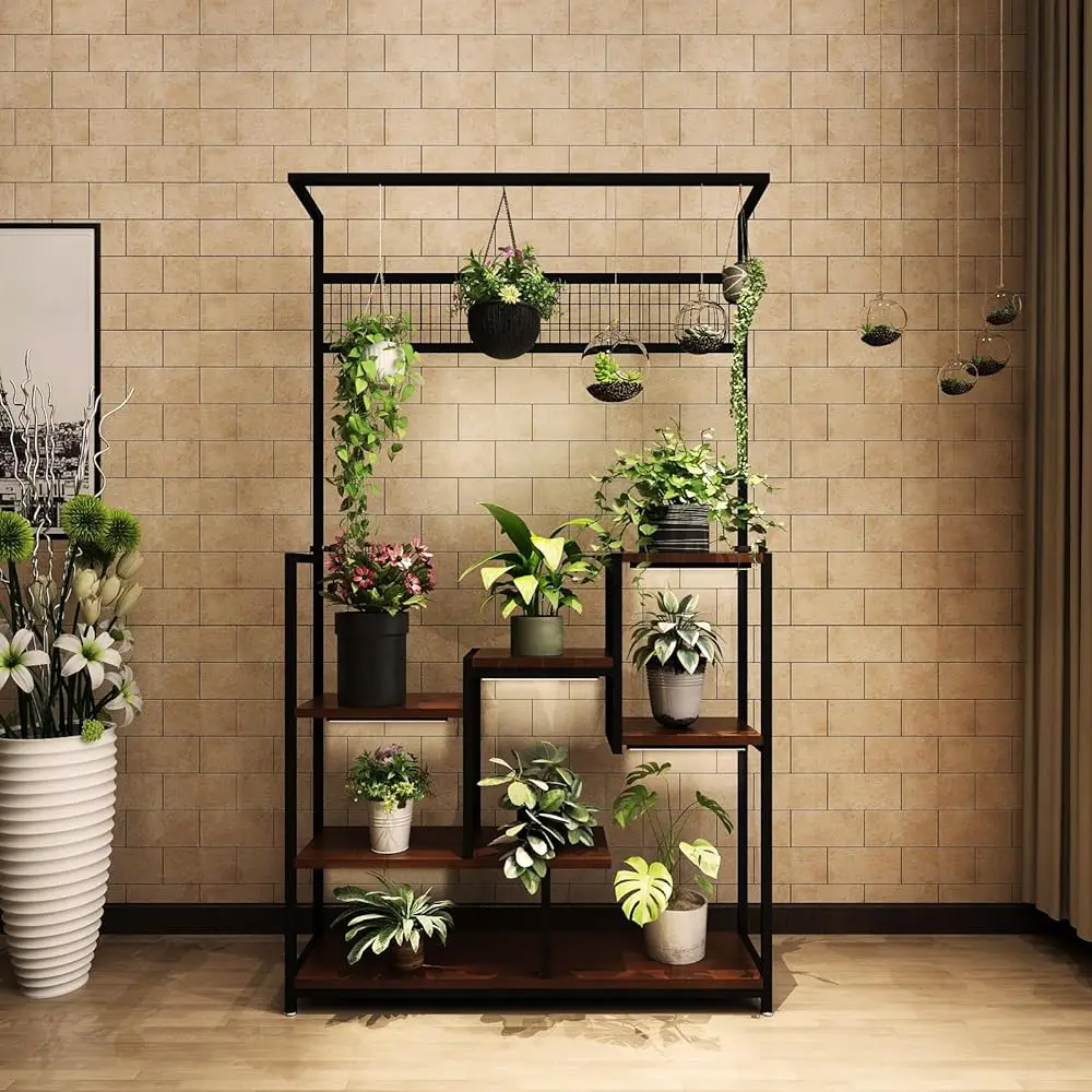

Plant Stand Indoor With Grow Lights 71Inch 6 Tier Tall Plant Shelf Indoor Hanging Metal Display Ra Garden Patio Living Room