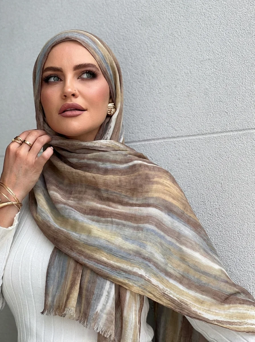 Ramadan Modal Rayon Muslim Hijabs Women Solid Gradient Scarves Shawl Luxury Eid Hijab Wrap Islam Turban Female Headscarf view 4