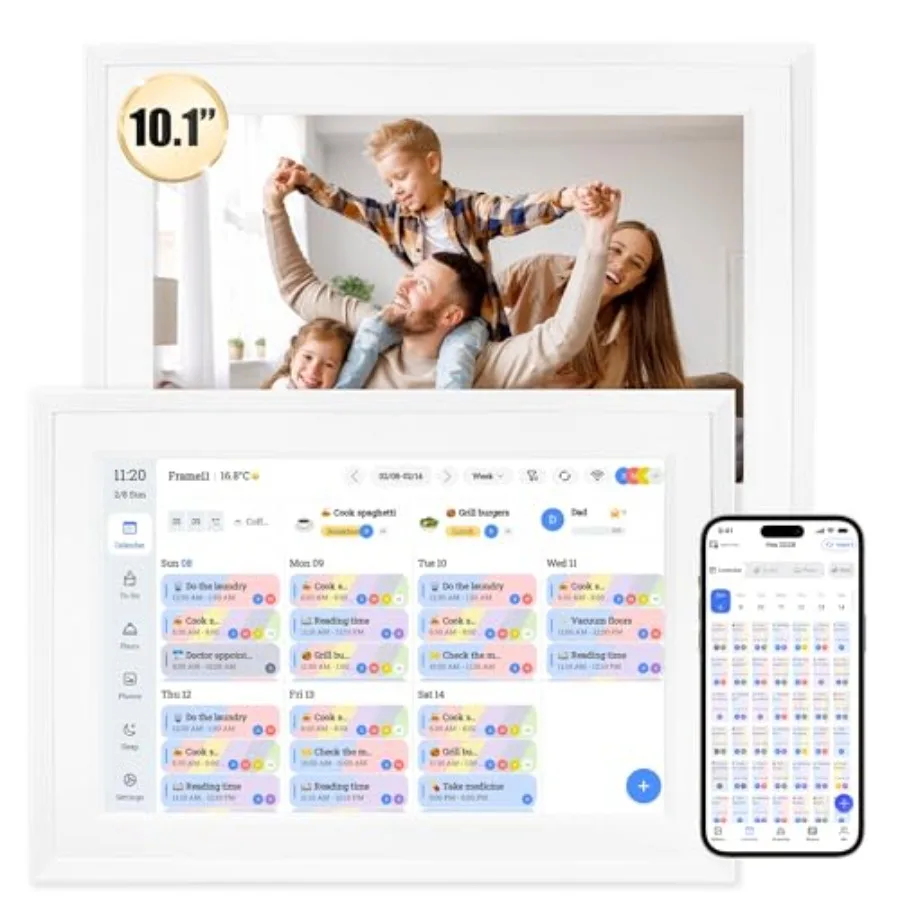 

10.1-Inch Smart Digital Calendar Interactive Touch Screen HD Display Wall-Mountable Family Organizer with Chore Chart To-Do Lis