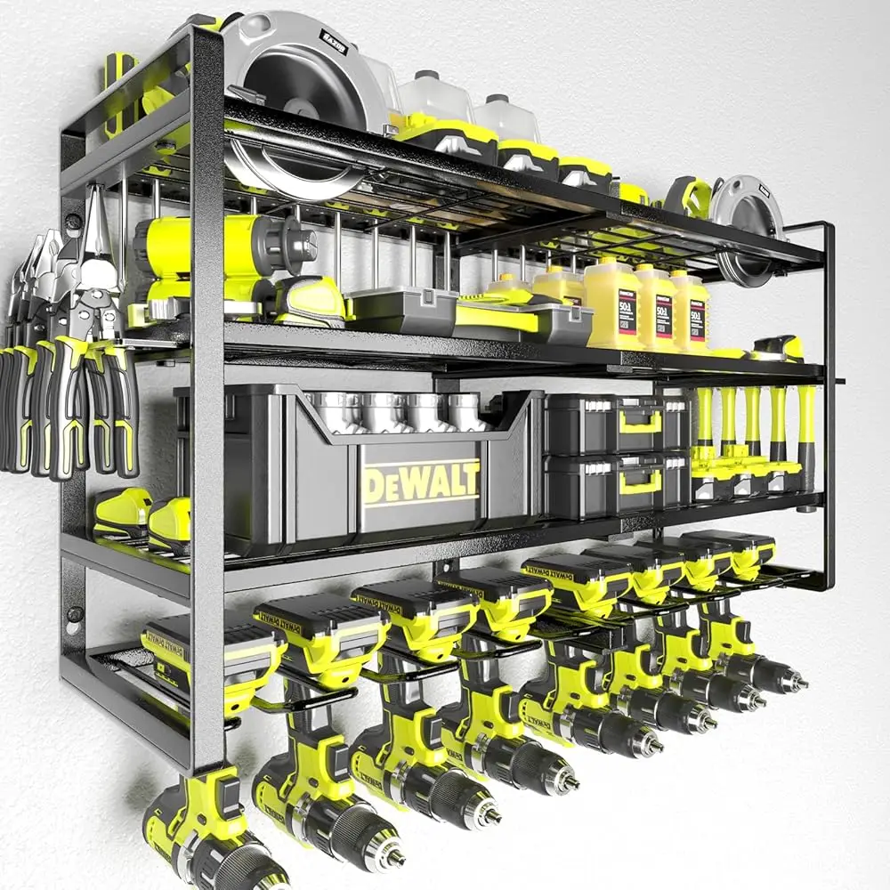 

Power Tool Organizer-8 Drill Holder Wall Mount,4 Layer Heavy Duty Metal Power Tool Storage Rack,Garage Tool Organizer And
