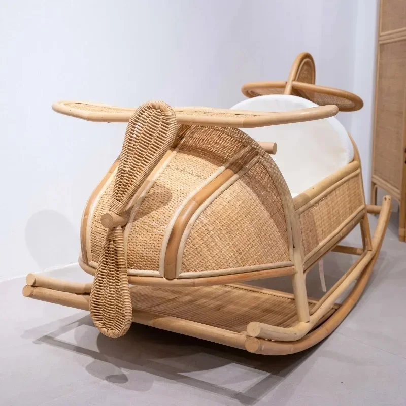 Rattan rocking horse aircraft children's environmentally friendly furniture, convenient, practical and durable