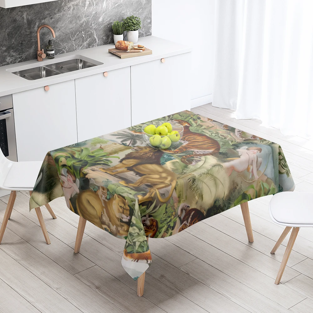 Home tablecloths dining decoration and rectangular table accessories waterproof cloth Anti-stain restaurant Nordic plant flower