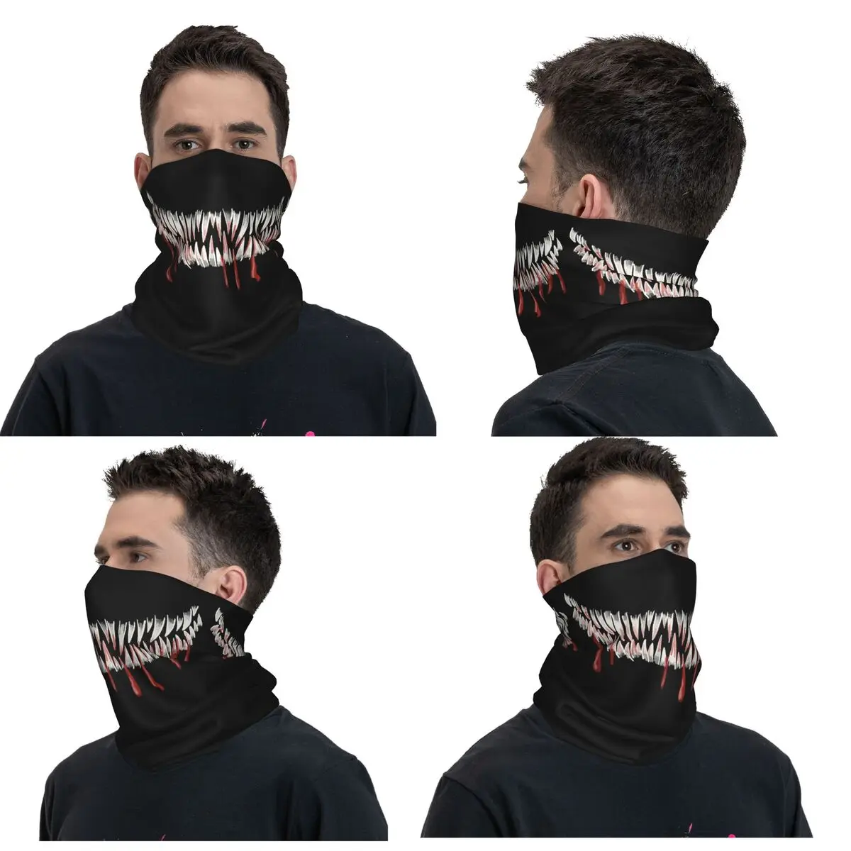 Monster Teeth With Blood Bandana Neck Cover Printed Mask Scarf Multifunction FaceMask Riding Unisex Adult Washable