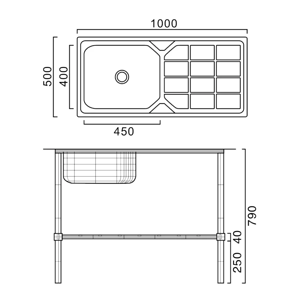 Do it yourself type fast assemble steel sink and steel rack unit