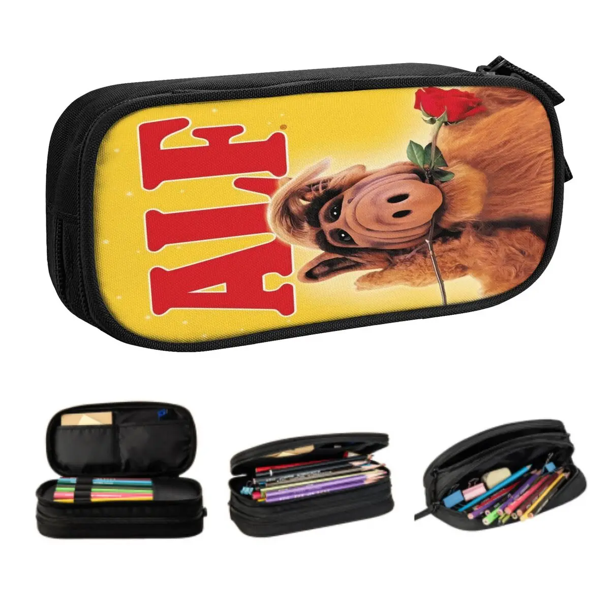 Custom Alien Life Form Pencil Cases for Girls Boys Big Capacity ALF Television Series Pen Bag Box School Accessories