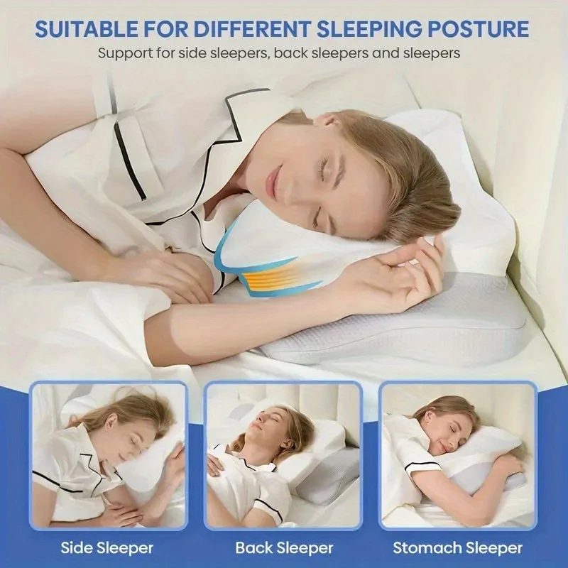 Odorless Orthopedic Memory Foam Neck Pillow Ergonomic Cervical Support for Neck And Shoulder Pain Relieving Sleeping Aid