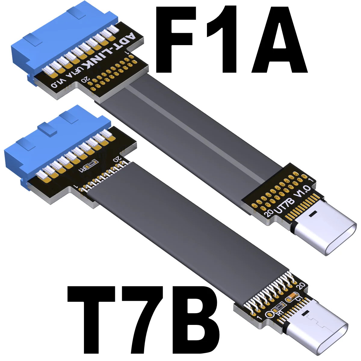 Internal 19Pin Type-E Male Flat Extension Cable USB 3.0 Type-C Female Socket for ITX/ATX Motherboard A4 Case with PCI Baffle