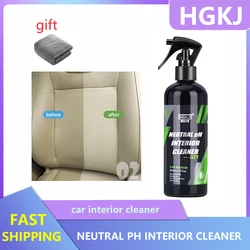 50ml/100ml/300ml Neutral pH Car Interior Cleaning Spray HGKJ S21 Leather Seat Repair Auto Plastic Restorer Coating Car Detailing