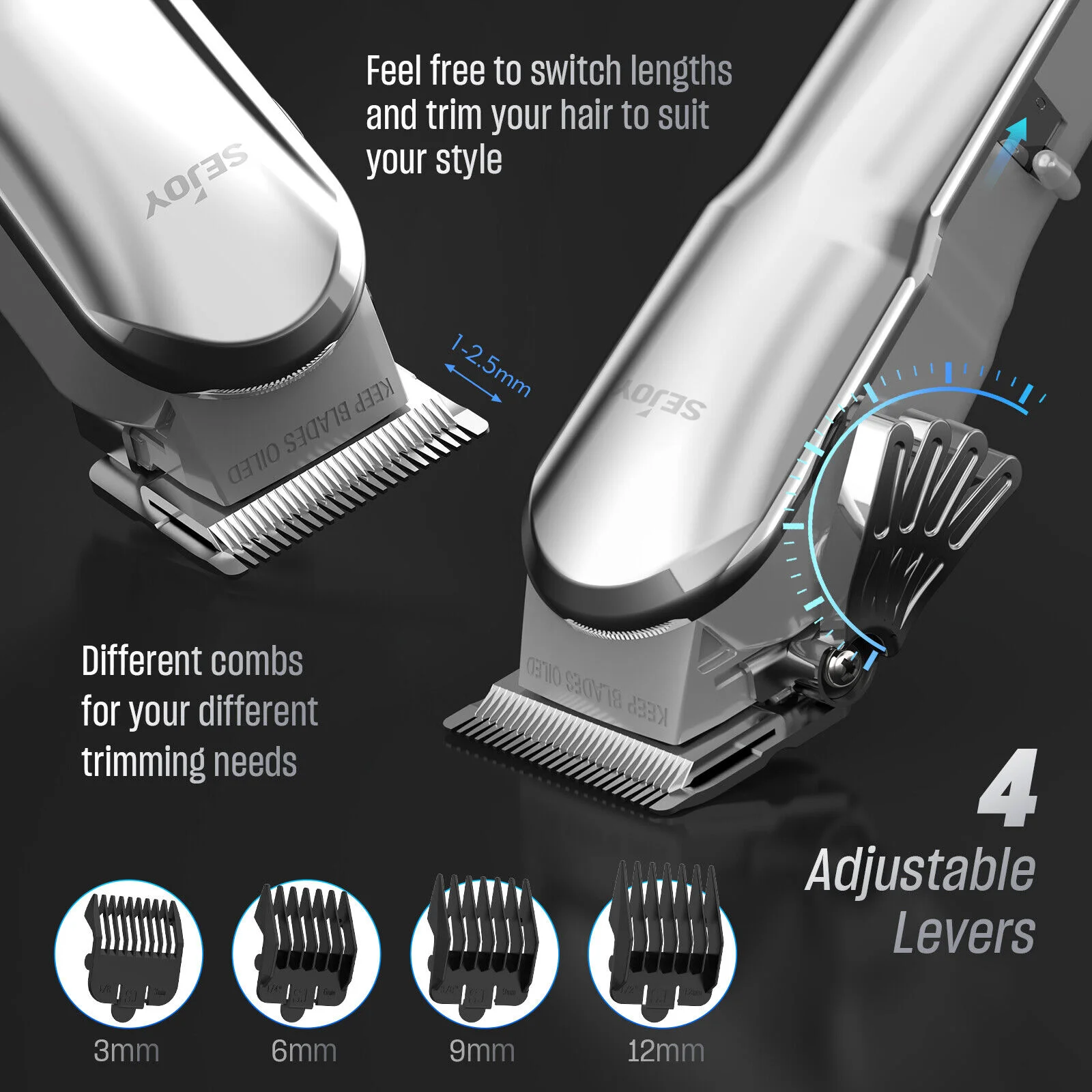 Sejoy Professional Hair Cutting Machine Hair Cutting Kit Cordless Barber Clipper Set with LED Display Hair Clippers for Men image 3
