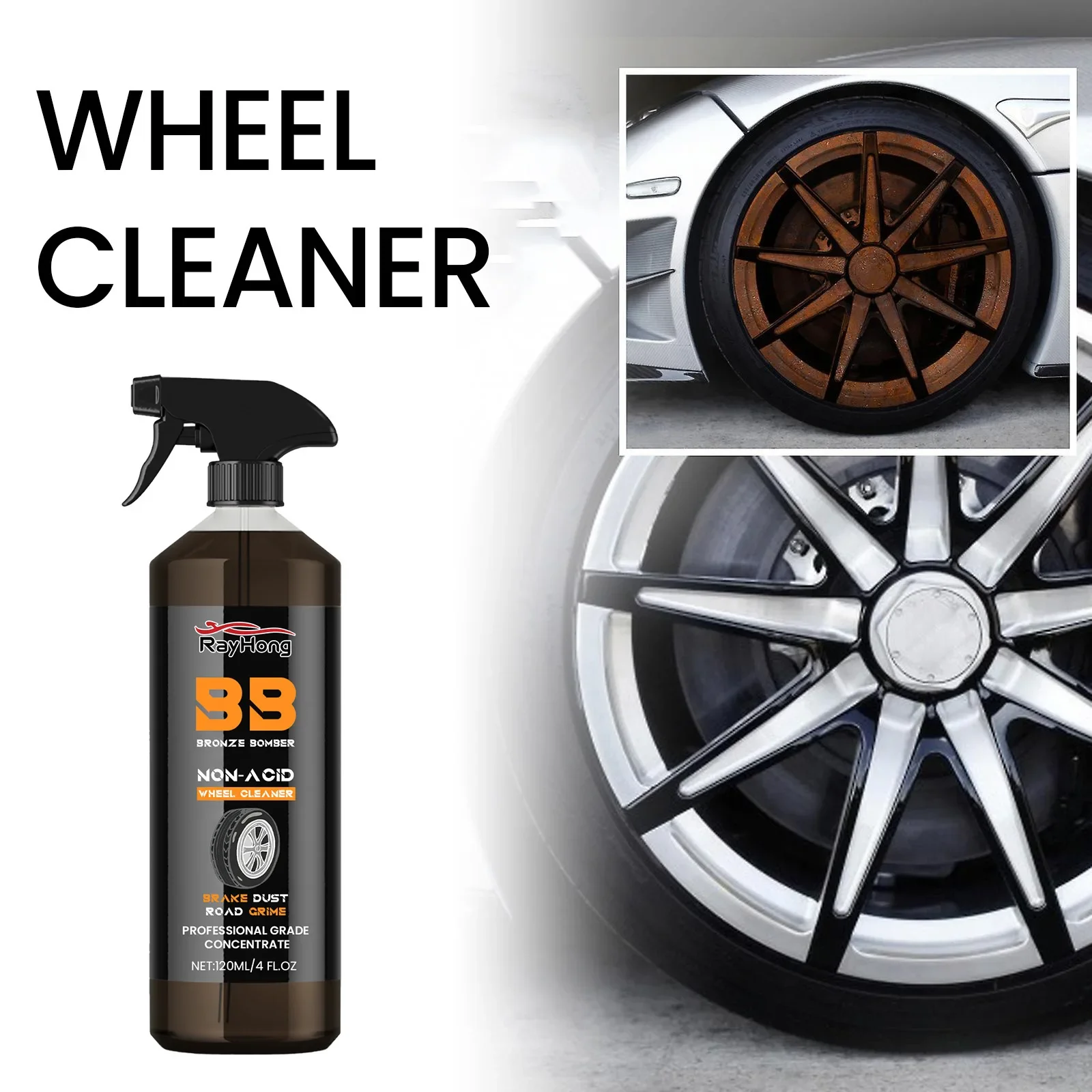 

Premium Auto Wheel Cleaning Spray - Rim Care & Decontamination Solution To Protect Against UV Rays & Contaminants