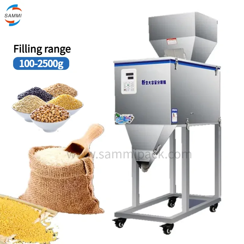 

Semi-auto Simple Powder Pouch Bag Weighing filling machine, Semi Automatic Food Granule Spice Single Head Powder Filler