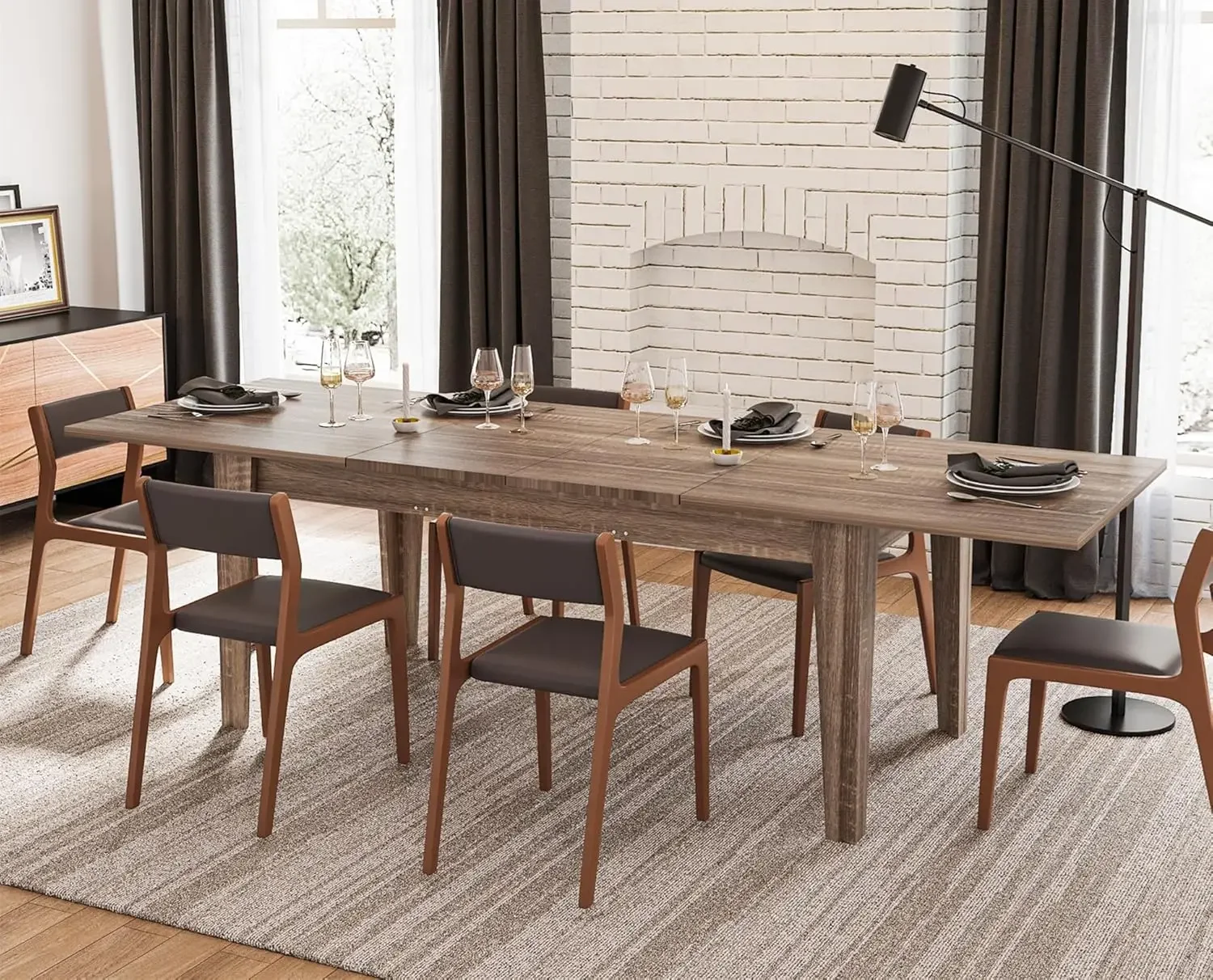 Rustic Wood Extendable Dining Room Table 71