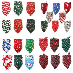 50pcs Christmas Pet Supplies Dog Bandana Cotton Pet Dog Cat Bandanas Scarf  Small Dog Grooming  Accessories Large Dog Bandana