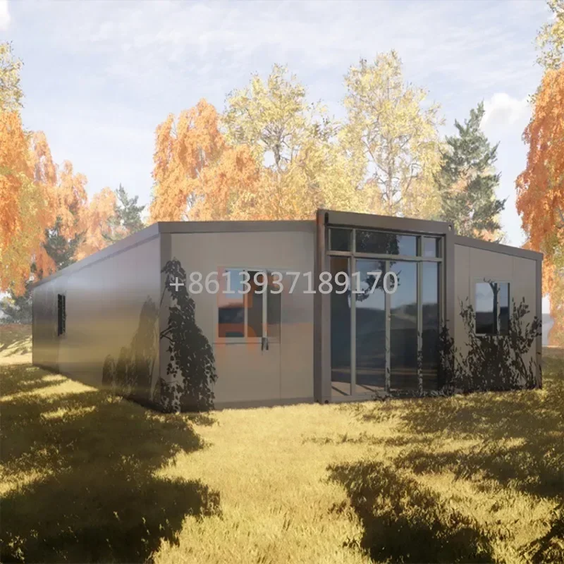 مصنع رخيص 20 40ft جاهز قابل للتوسيع أجنحة مزدوجة منزل جاهز سهل التجميع 40 قدم منزلق خارج المنزل مع 3 سرير