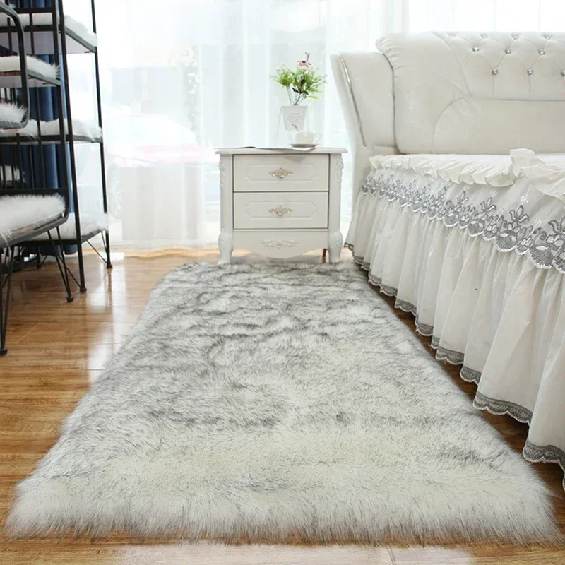 Living Room Fur Carpet Plush Soft Sheepskin Floor Mats Modern Home Decor Bedroom Blankets Imitation Wool Pad White Rugs Doormat