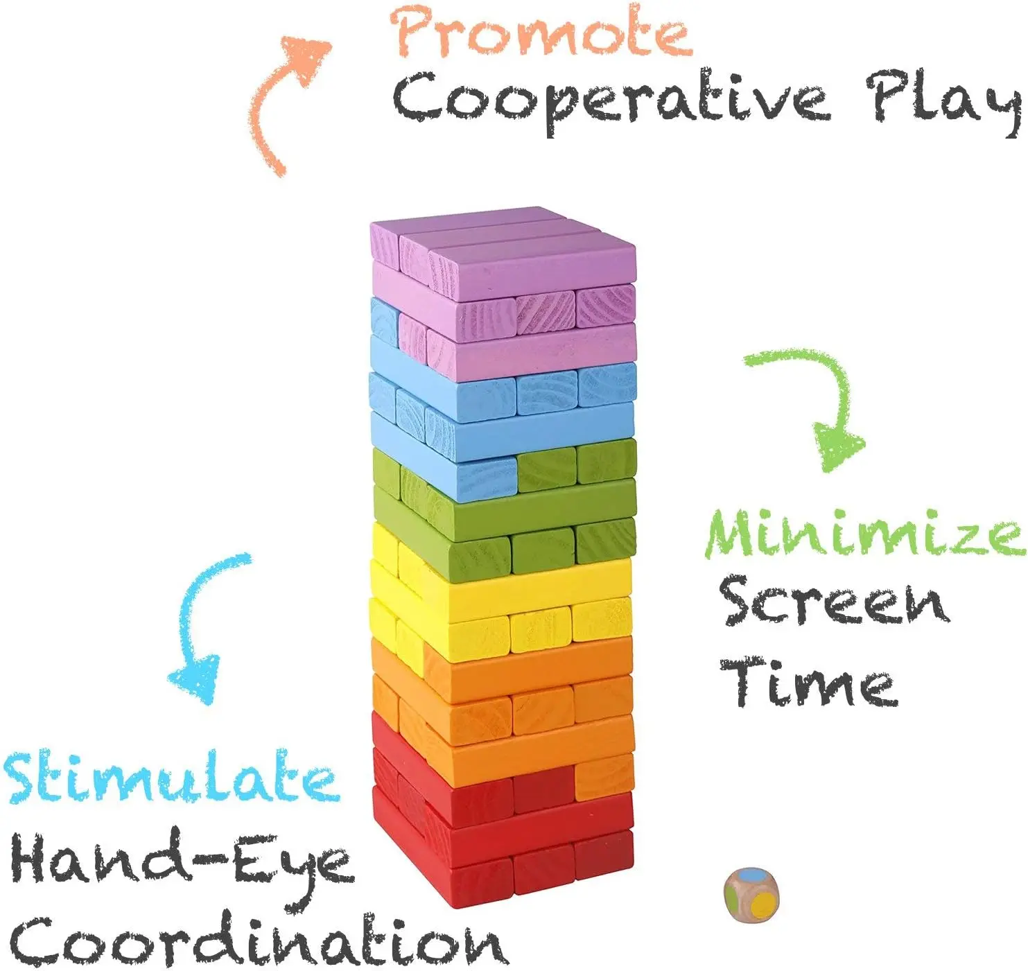 Blocos de construção de empilhamento de madeira (49 peças)-blocos coloridos, jogos de tabuleiro para família, jogo noturno, brinquedos montessori, presentes, i
