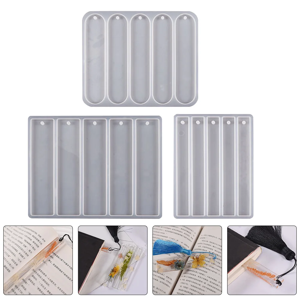 

3Pcs Resin Bookmark Mold Silicone DIY Craft Mold for Epoxy Resin Casting Book Marker Making Tool Simple Shaped Handicraft