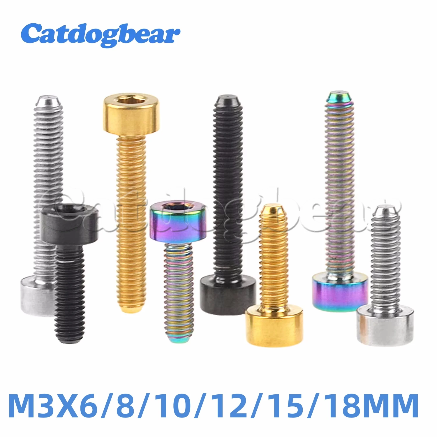 

Catdogbear 4Pcs Titanium Bolts DIN912 M3 X 6/ 8/ 10/ 12 /15 /18mm Titanium Stigma Inner Hexagon Screws for Bike Ti Fastener