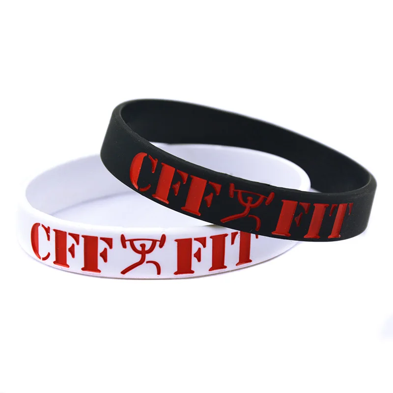 50 Pcs Black and White Sports Bracelet CFF FIT Silicone Wristband Suitable for Running Fitness Yoga