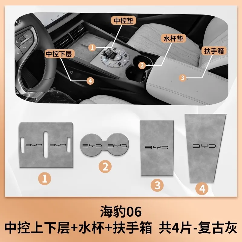 

Car Door Groove Mat Cup Mat for BYD Seal 06 Dmi 2024 Center Console Storage Box Mats Auto Gate Slot Cup Holder Pad