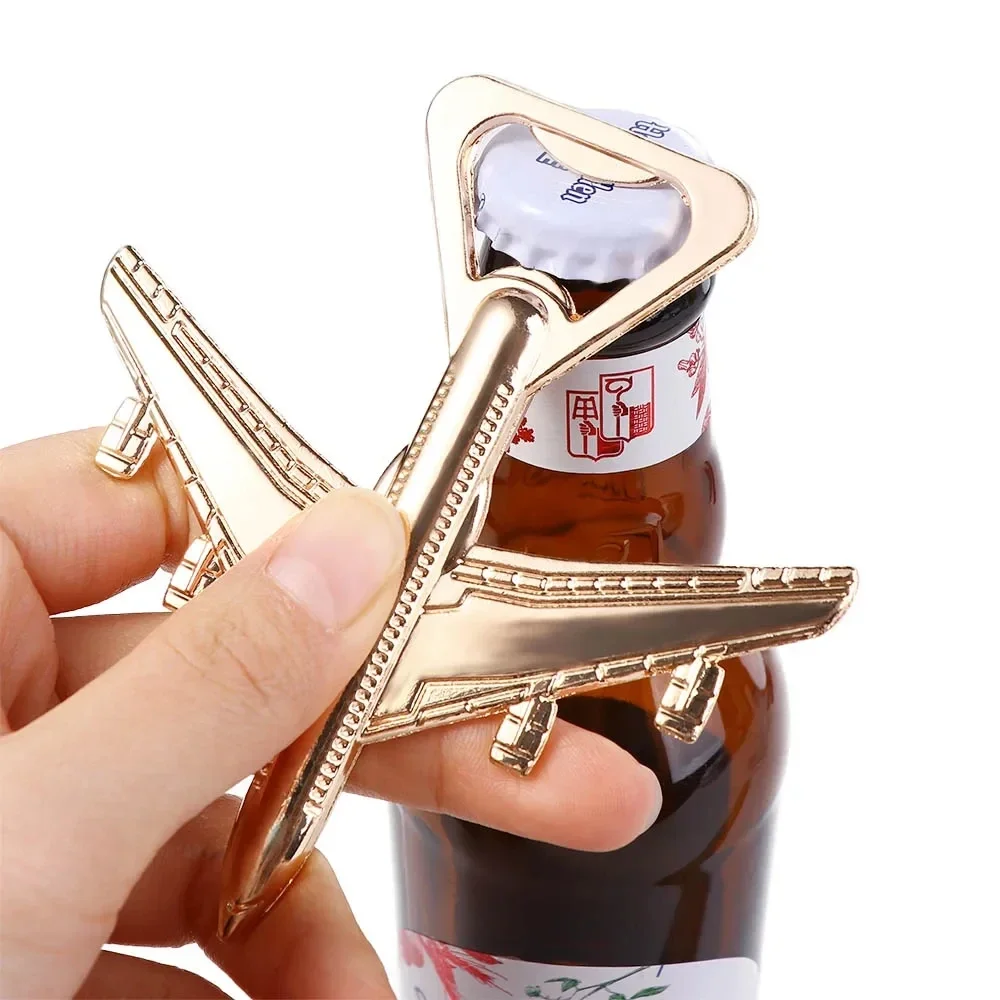 1pc Golden Plane Metal Bottle Opener Funny Airplane Package Beer Opener Gifts Creative Wedding Favors For Guests Cool Gifts