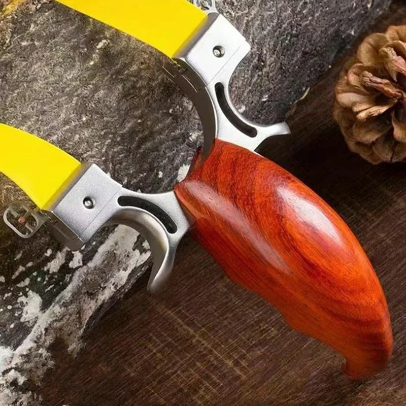 Stainless Steel Slingshot Solid Wood Grip Novice Aiming Slingshot Adult Shooting Toys Outdoor Hunting Tools Sports Accessories