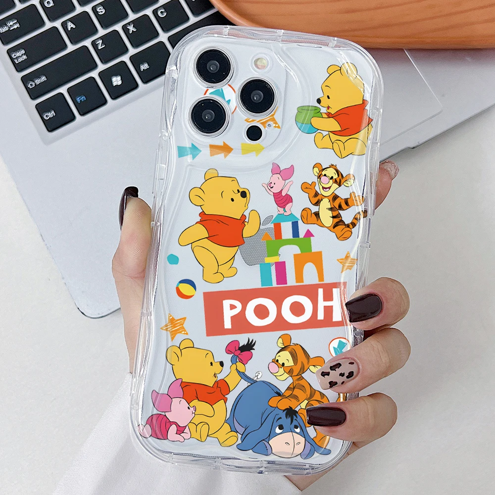 Disneys P-Pooh Piglet Phone Case for Samsung Galaxy S25 S24 S23 S22 S21 Ultra Plus 5G S20 FE 3D Creamy Wave Soft Clear Cover