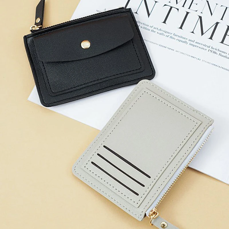 

Leather Female Purse Women Simple Wallets Mini zipper Solid Multi-Cards Holder Coin Short Wallets Slim Small Wallet Zipper Hasp