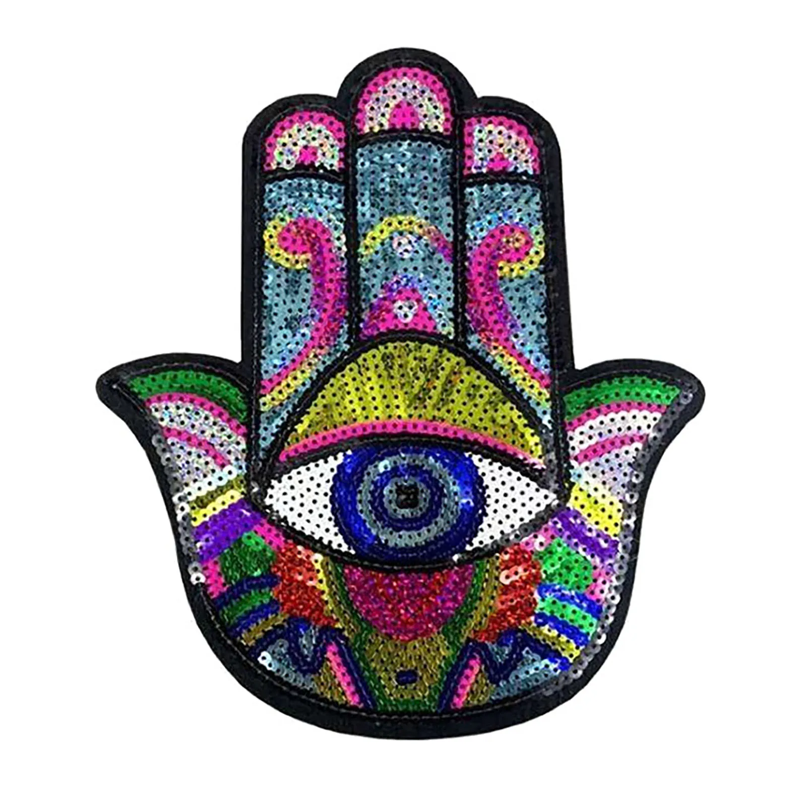 Creative Hand Eye Iron On Patch Sequin Sewing Embroidered Patches For Clothing Jackets T Shirt Hoodies