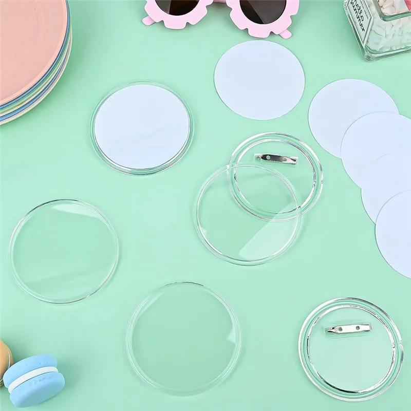 

50PCS 1.5Inch Button Maker DIY Button Pins, Acrylic Design Button Badge Clear Button Pin Badges Easy Install Easy To Use