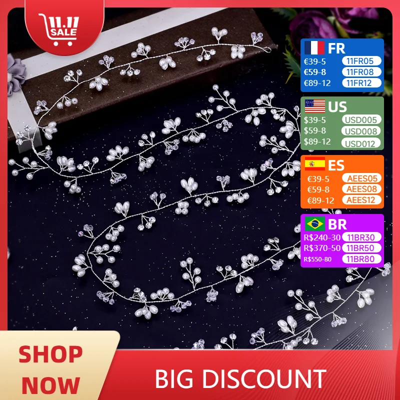 

Bridal Headbands for Wedding Pearls Beaded Hair Piece Bride Headpieces Hair Jewelry Wedding Hair Accessories