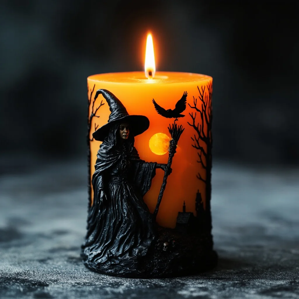 

Силиконовая форма «Летающая ведьма» | Метла, полнолуние, летающие птицы + трехмерный рельеф на крыше мертвого дерева | Инструменты для свечей на Хэллоуин